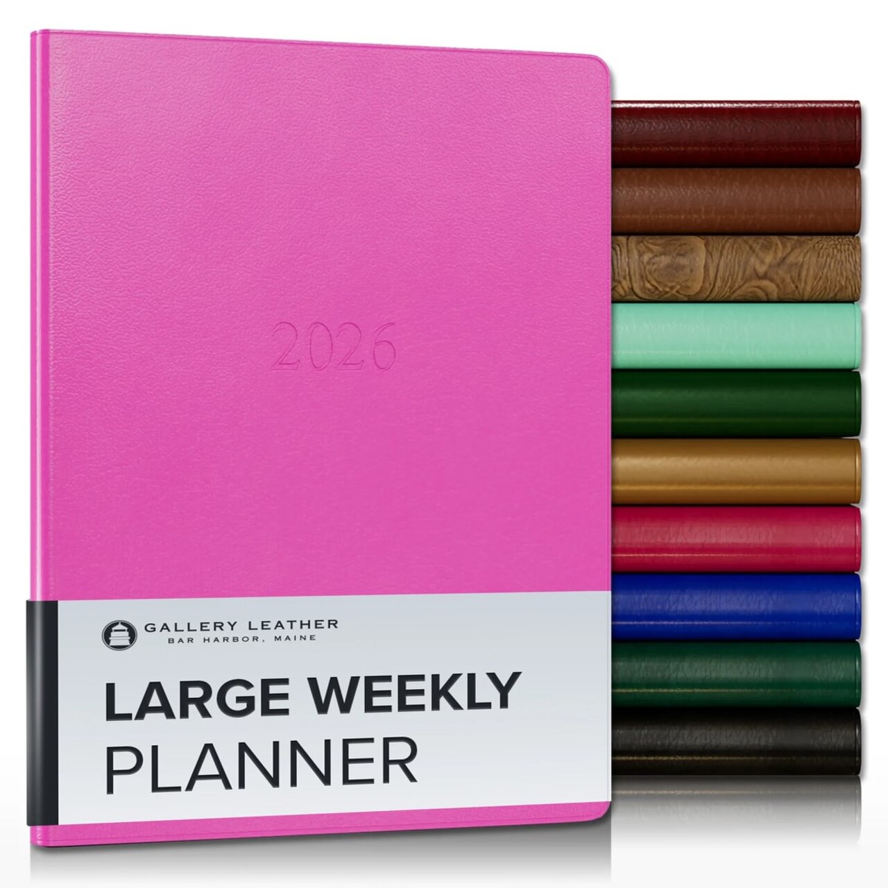 Gallery Leather Large Weekly Planner 2026, Elegantly Bound Calendar Planner and Notebook with Stylish Gold-Gilded Page Edges, 12 Months - 9.75 x 7.5 "